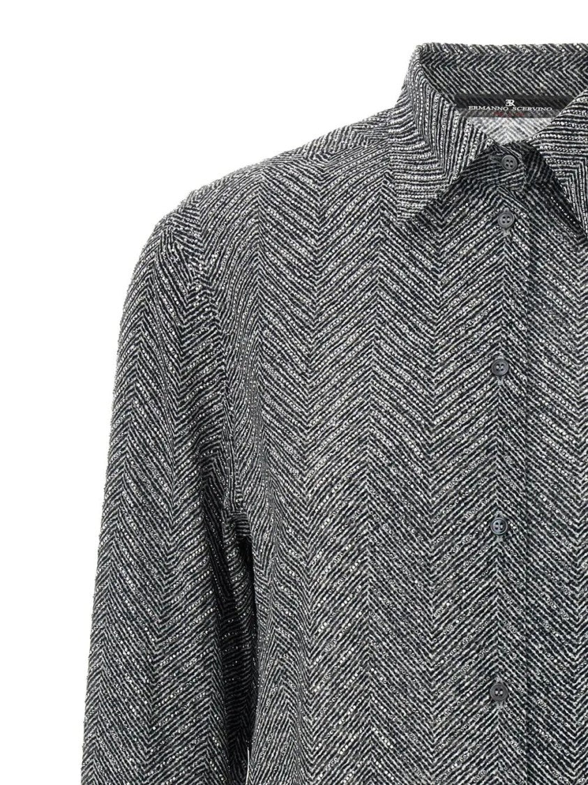 Ermanno Scervino Herringbone Patterned Viscose Shirt
