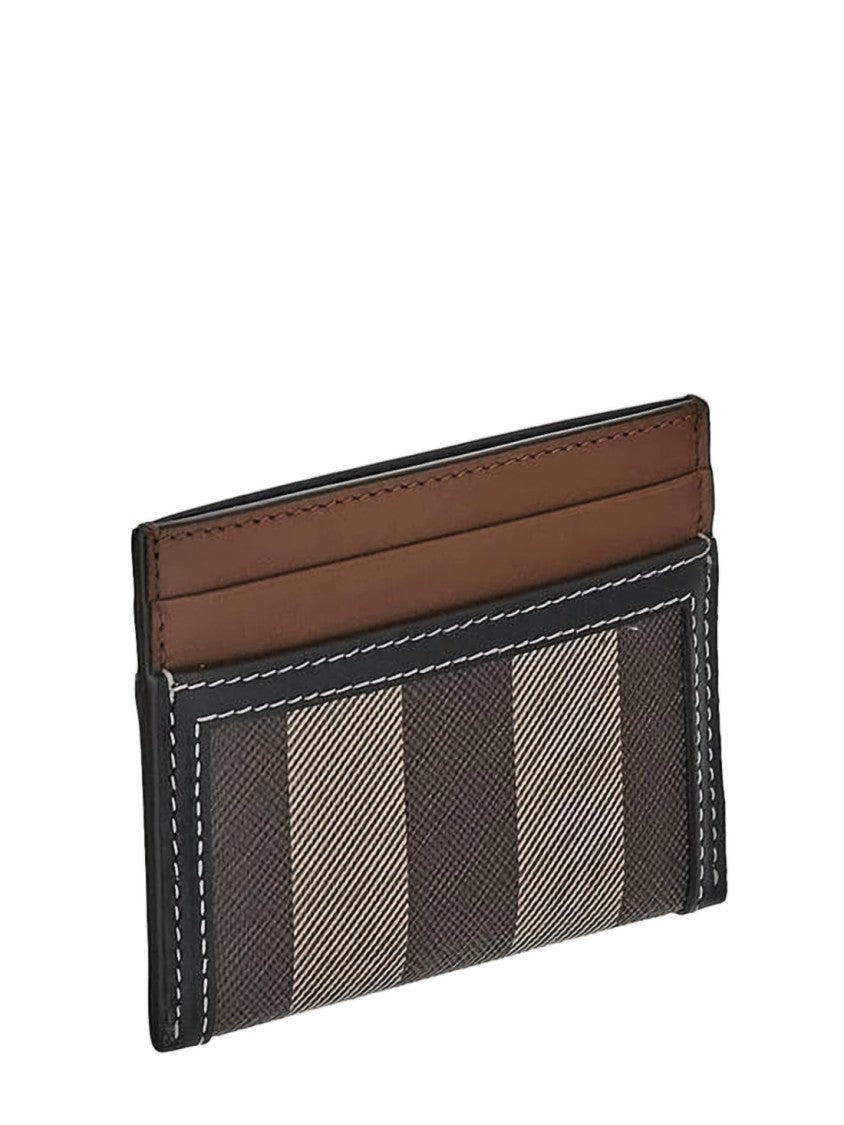 Burberry Striped Slim Card Wallet With Black Trim