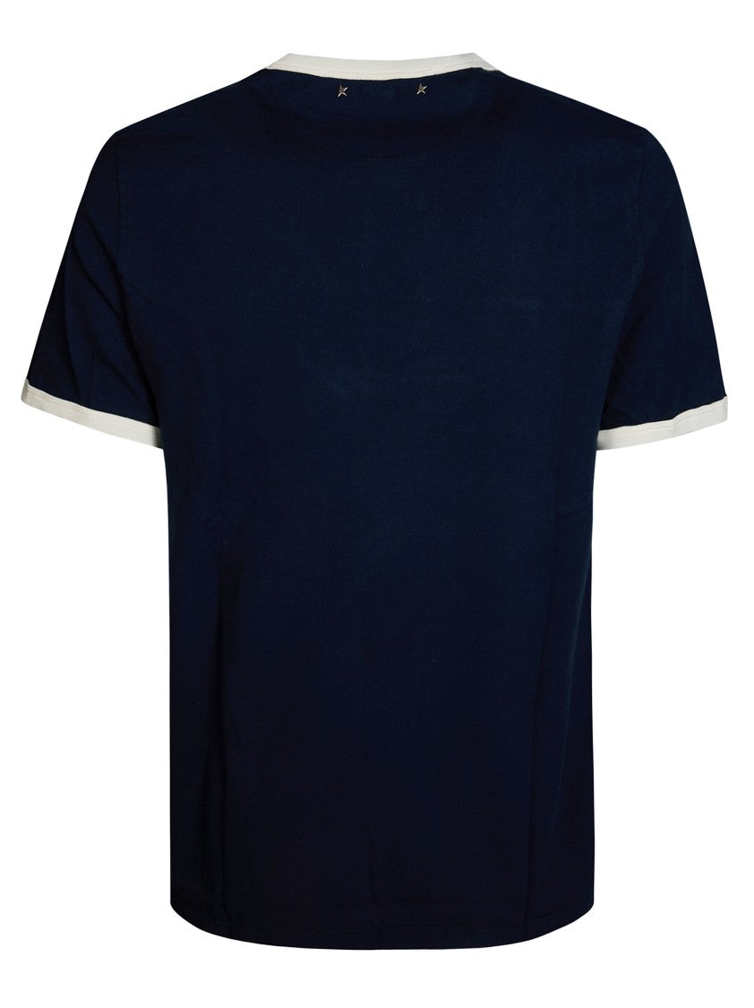 Golden Goose Contrast Ribbed Gauze Cotton Jersey T-Shirt
