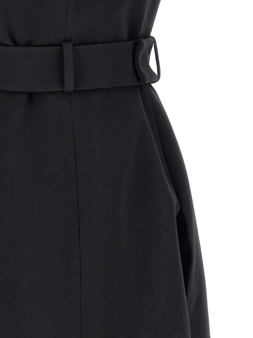 Balmain Mini Wrap Dress With Padded Shoulders And Exquisite Metal Buckle