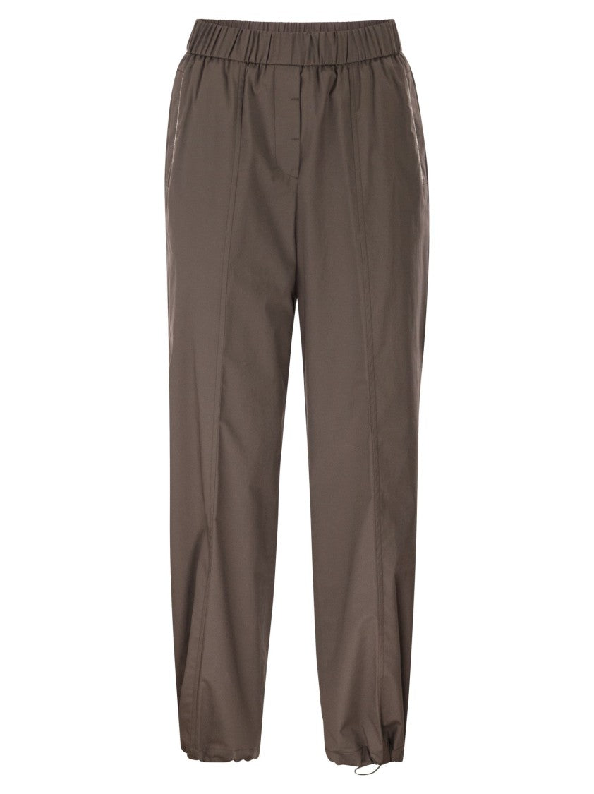 Peserico Loose-Fitting Stretch Cotton Trousers With Elasticated Waistband