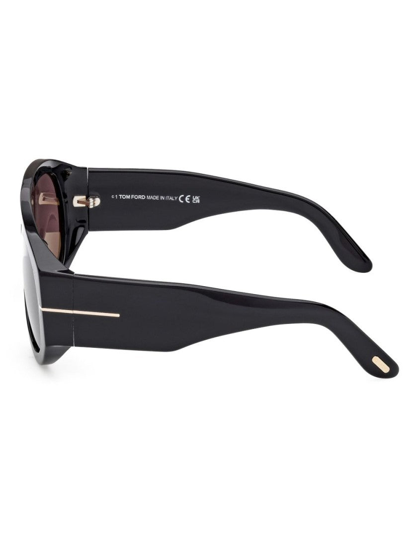 Tom Ford Glossy Black Frame Sunglasses With T-Shaped Accents