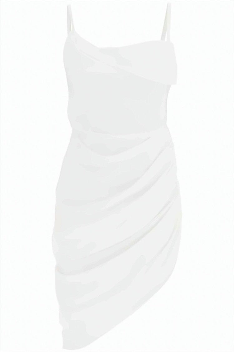 Jacquemus White Mini Dress With Draped Design