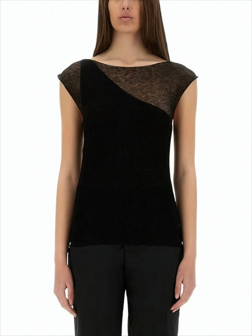 Paloma Wool Fitted Sleeveless Top With Diagonal Sheer Panel