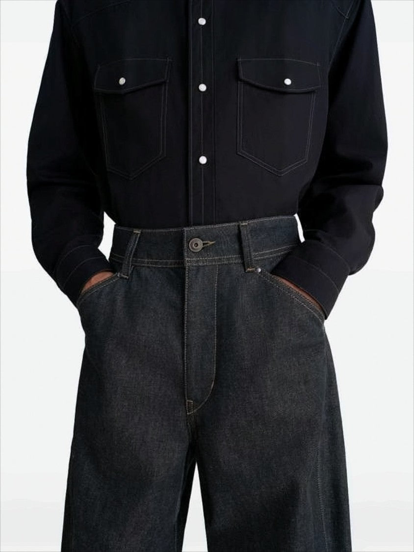 Lemaire Relaxed Wide-Leg Denim Pants