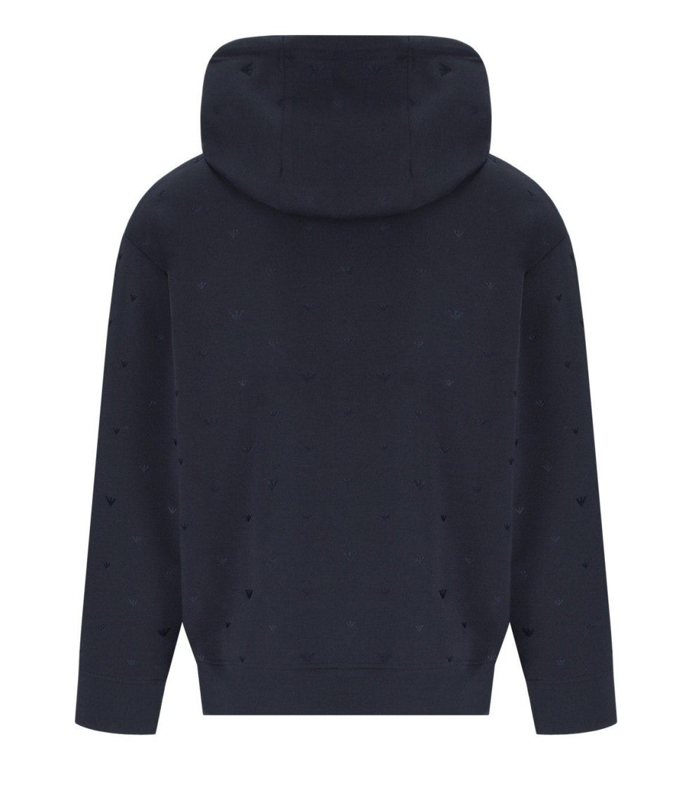 Emporio Armani Navy Blue Monogram Hoodie