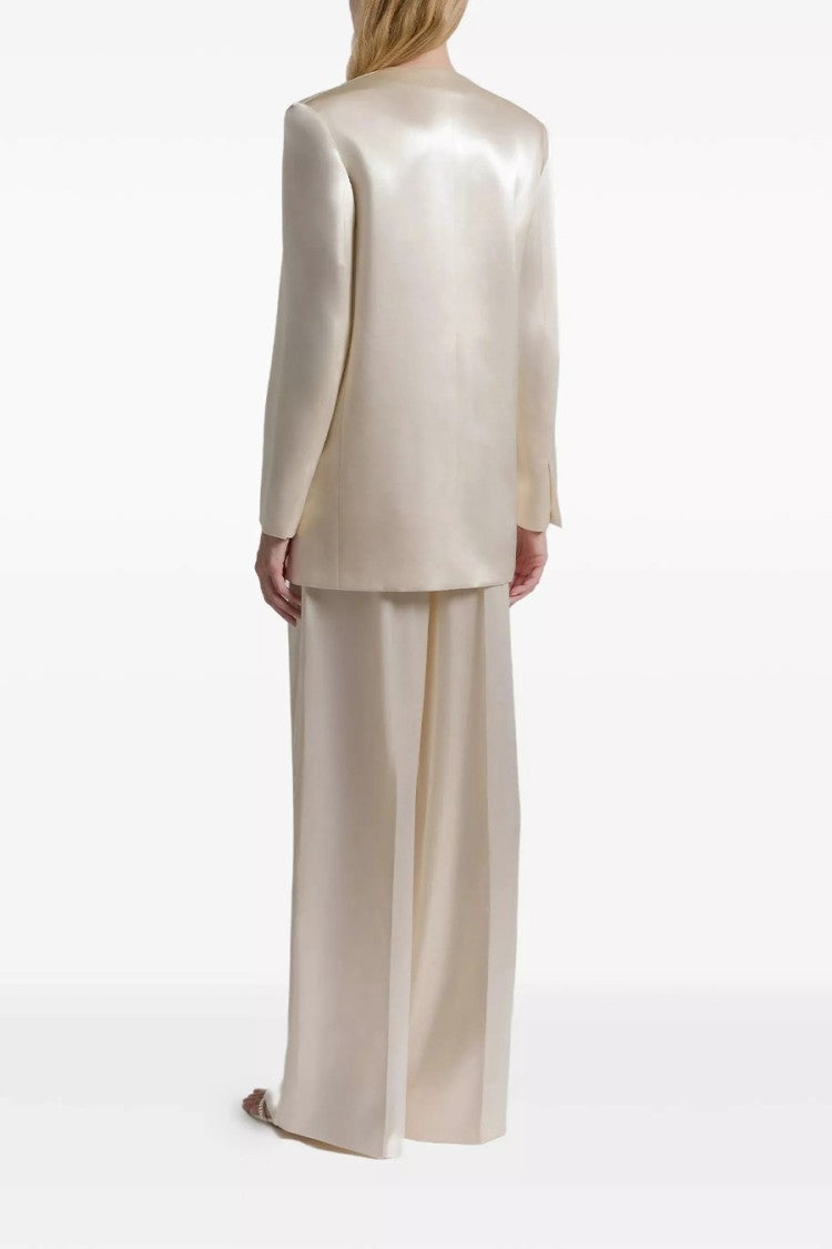 Alberta Ferretti White Wool-Blend Notch-Lapel Blazer
