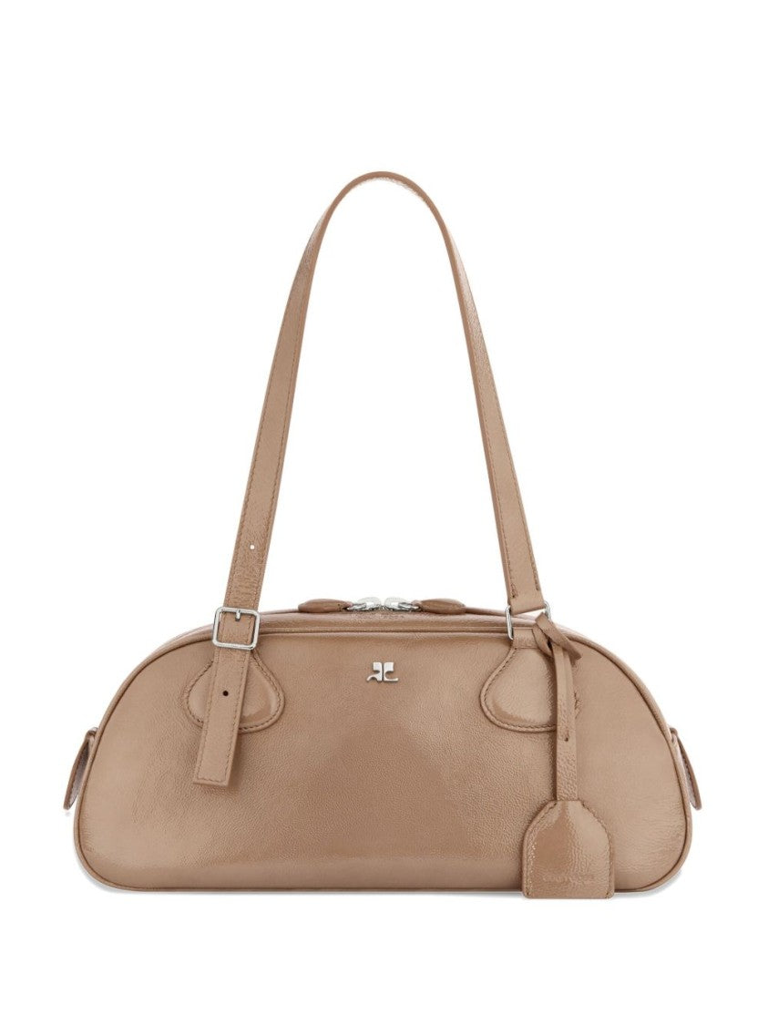 Courrèges Beige Sleek Adjustable Strap Zip Bag