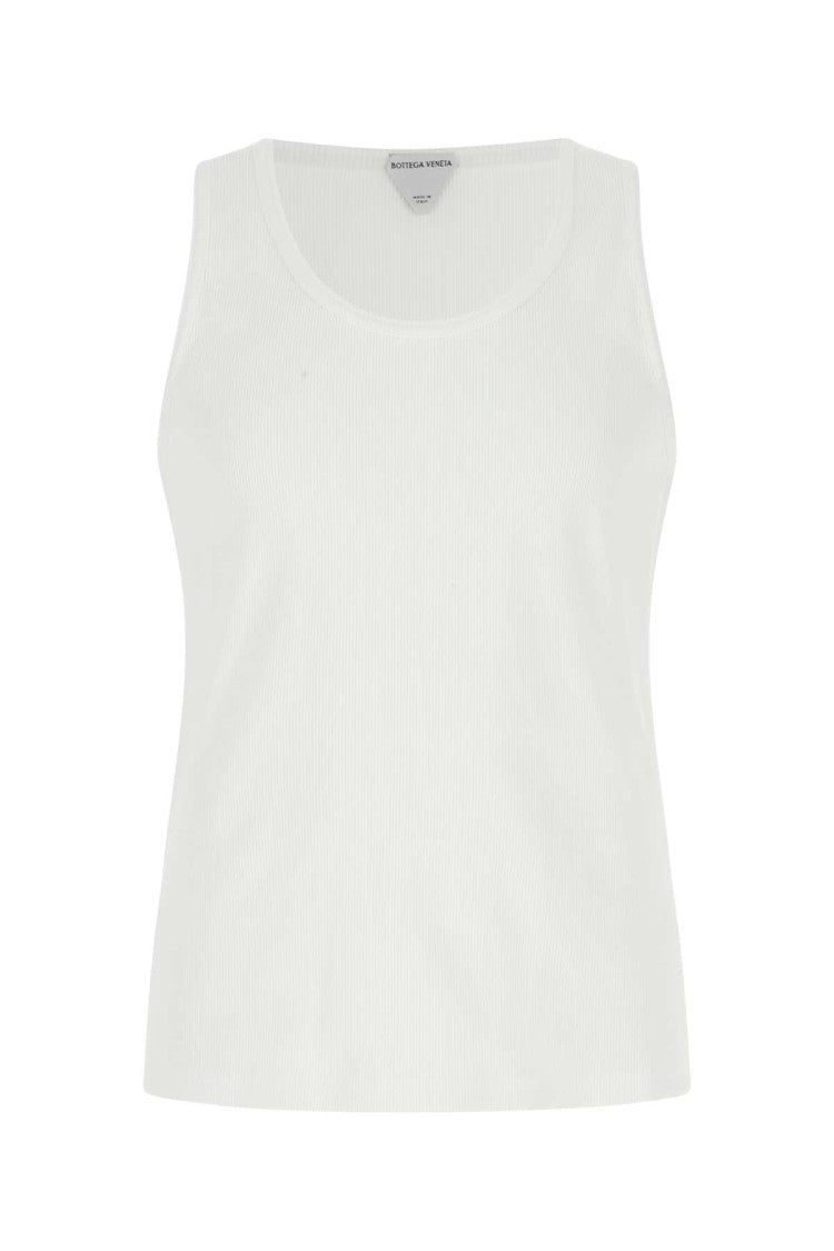 Bottega Veneta White Stretch Cotton Tank Top