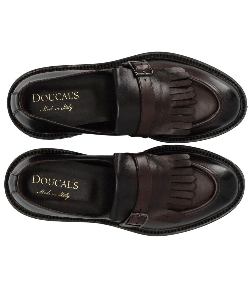 Doucal's Deco' Dark Brown Loafer With Fringe