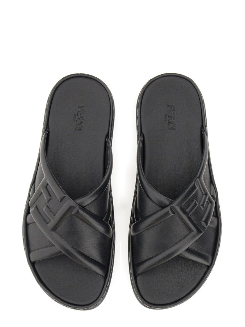 Fendi Black Leather Sandal