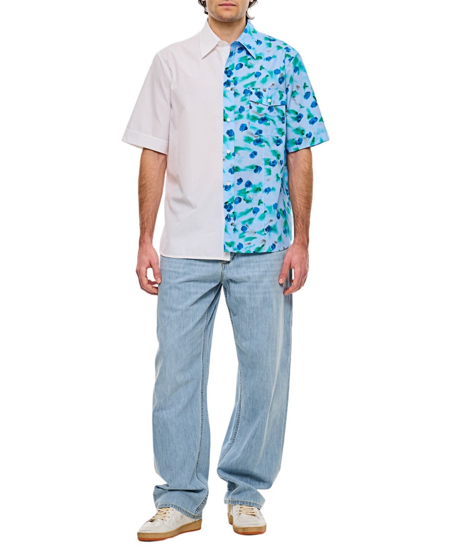 Marni Short-Sleeve Split Design Shirt With Abstract Floral Print