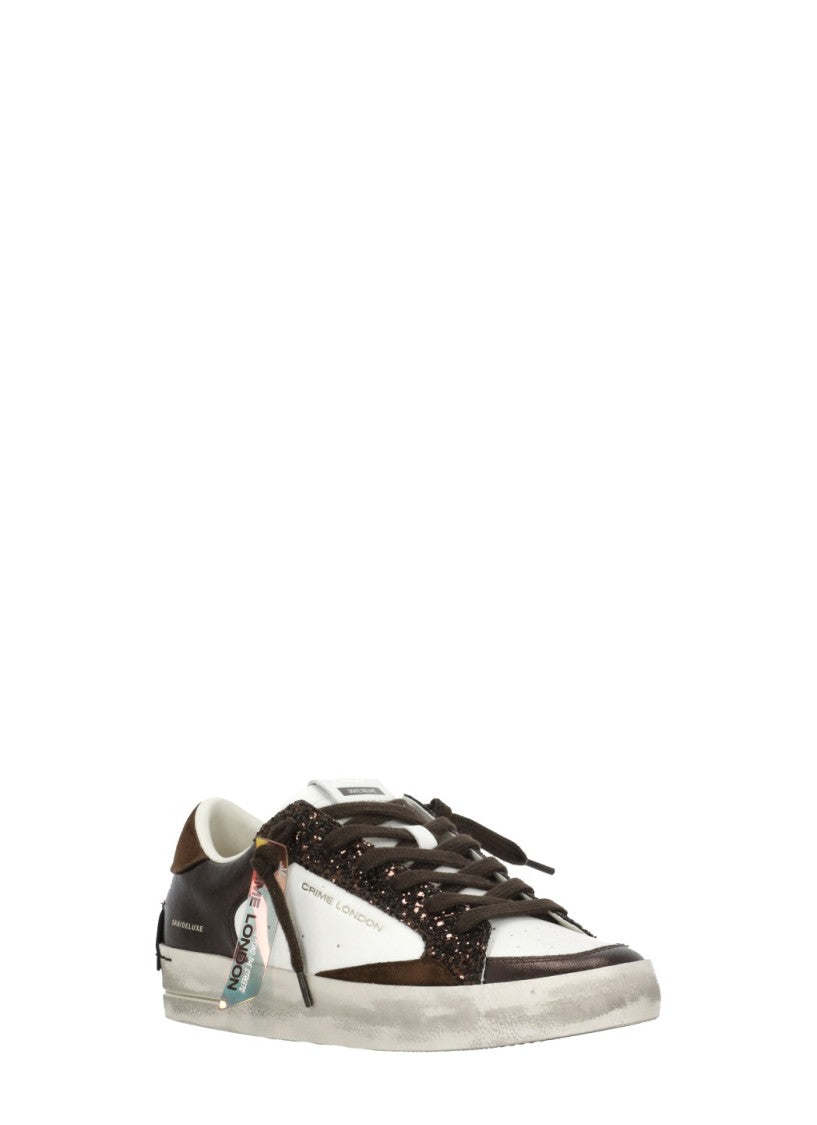 Crime London Brown Sk8 Deluxe Suede Inserts Leather Sneakers
