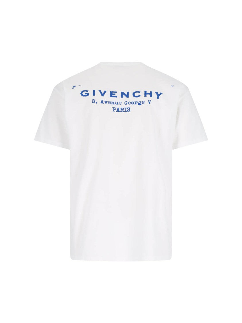 Givenchy White Logo Print Cotton T-Shirt