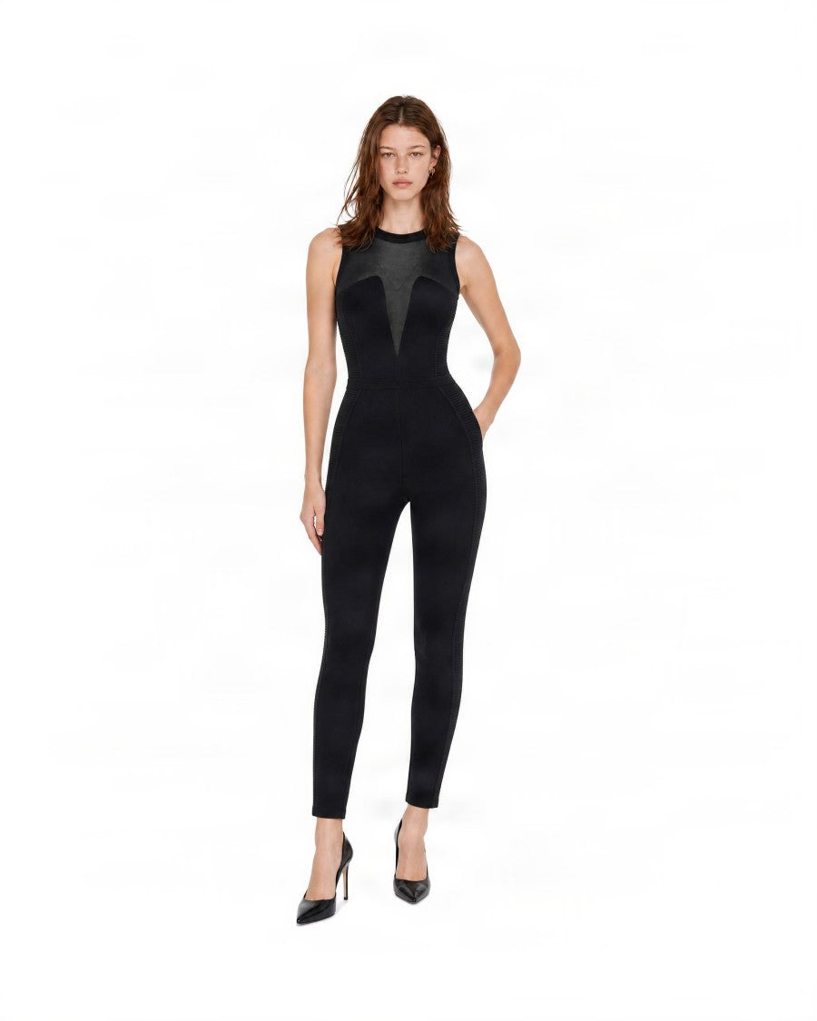 Elisabetta Franchi Sleeveless Olympic Neckline Knit Jumpsuit