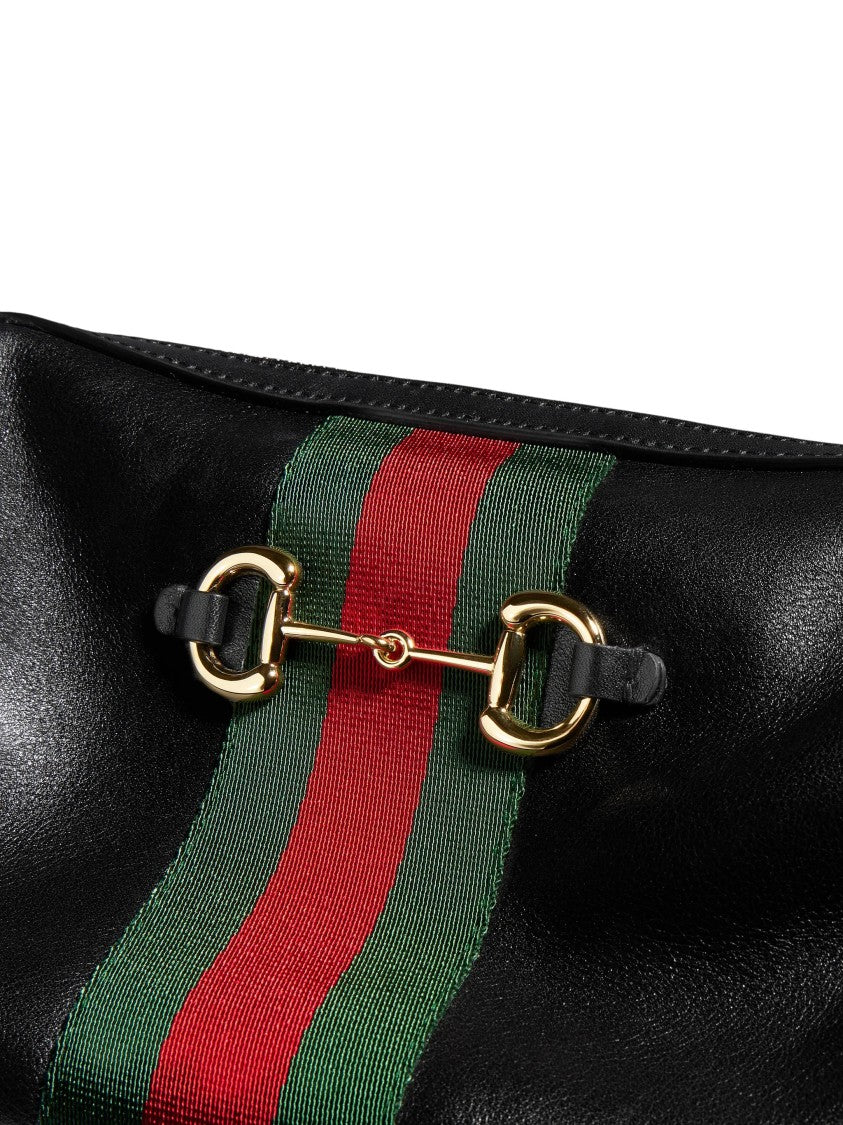 Gucci Black Soft Leather Horsebit Camera Bag