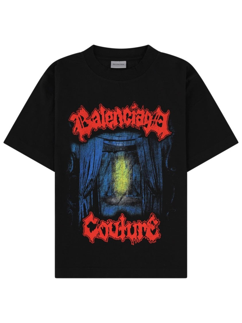 Balenciaga Graphic Print Gothic Cotton T-Shirt