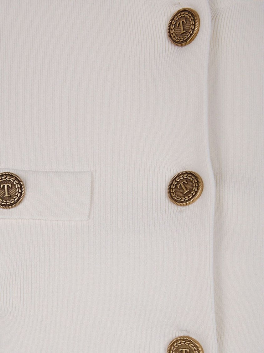 Twin-Set Cropped White Cardigan