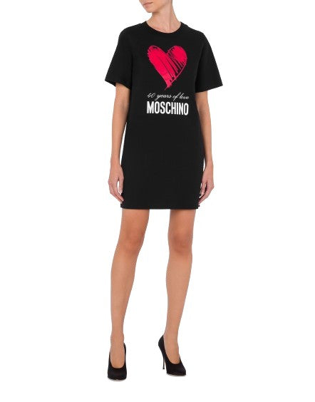 Moschino Black Short Dress In Cotton Jersey