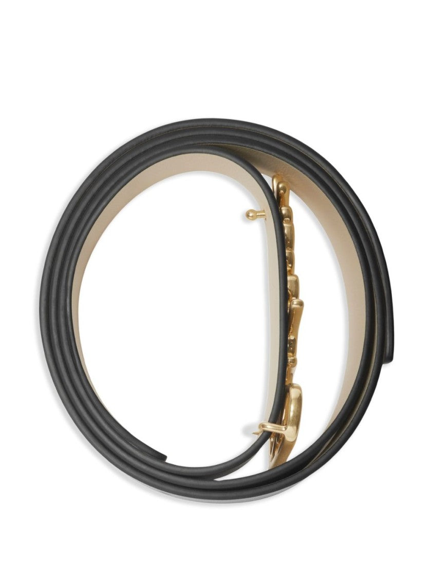 Burberry Black Belt With Prominent Logo Buckle