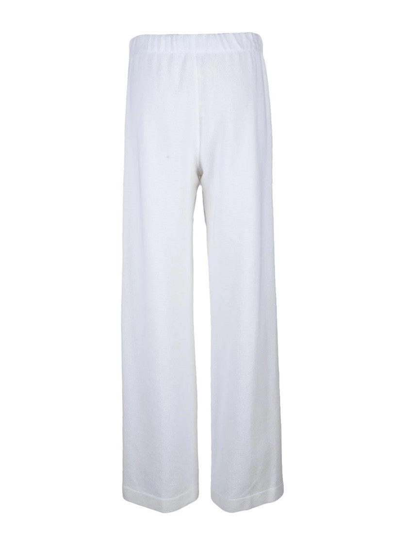 Bruno Manetti White High-Waist Wide-Leg Pants