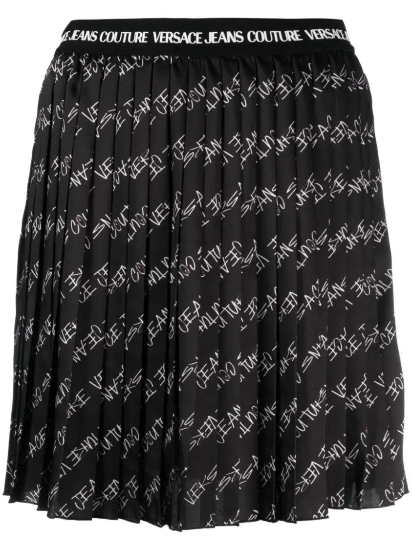 Versace Jeans Couture Pleated Mini Skirt With Logo Pattern