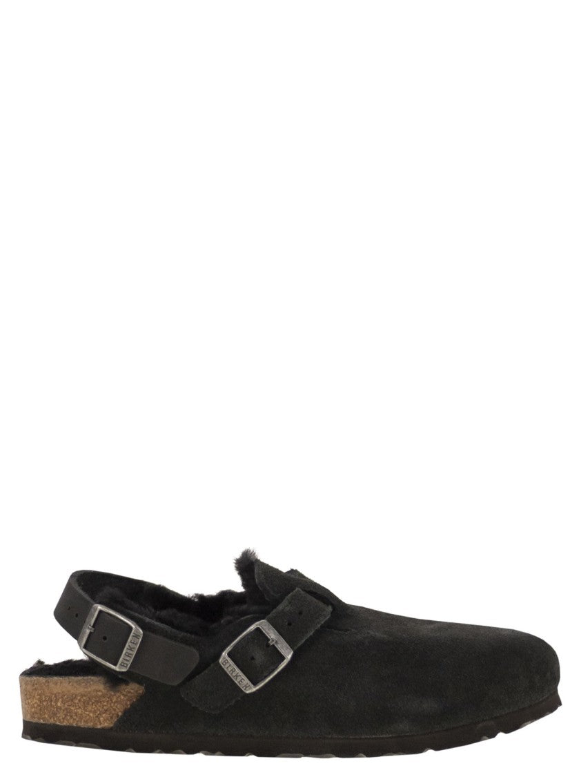Birkenstock Tokio Shearling - Suede And Lambskin Slippers
