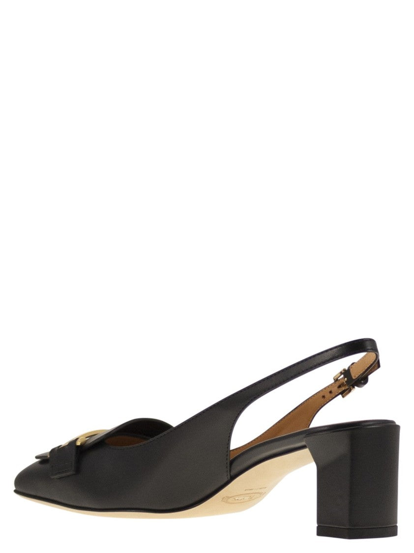 Tod's Calfskin Slingback Pump With Geometric Heel