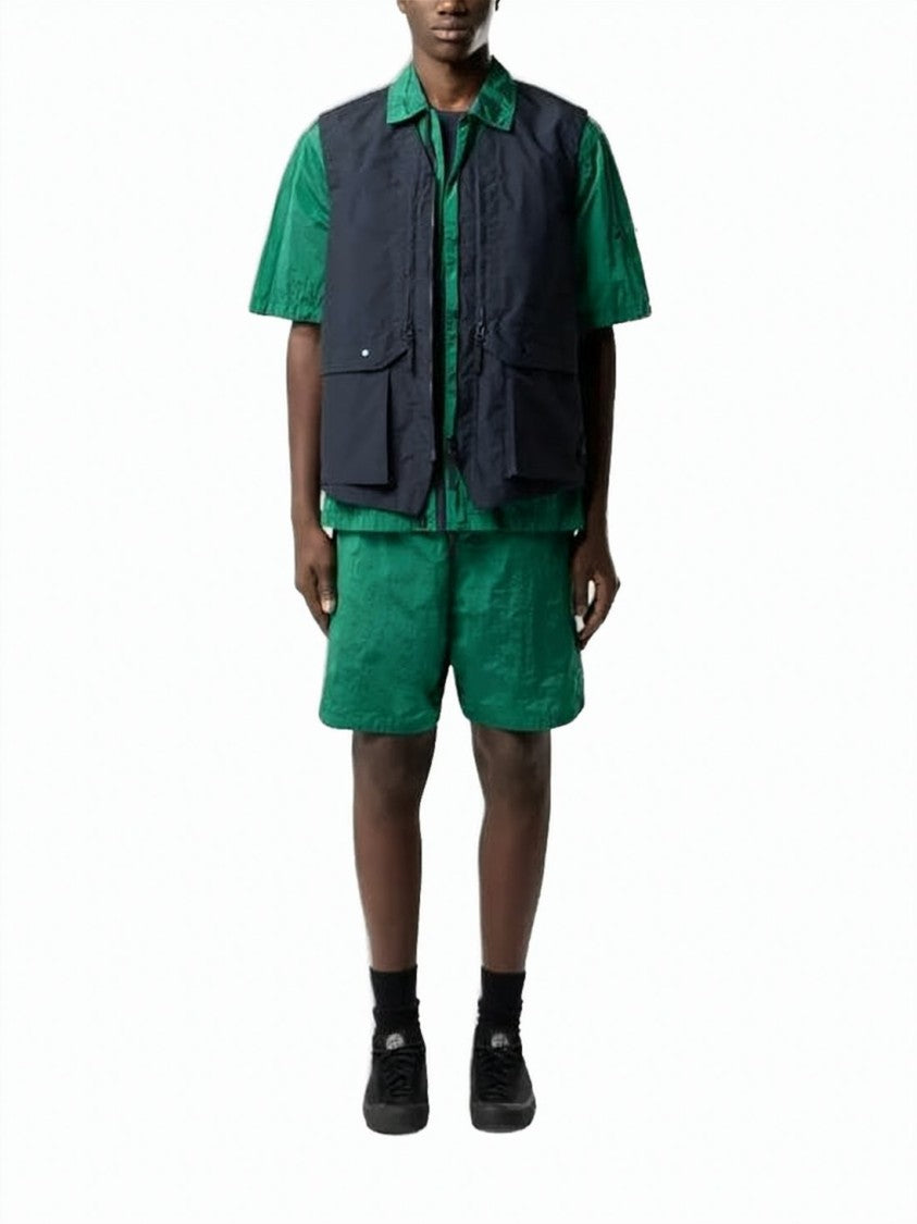 Stone Island Green Nylon Shorts With Elastic Waistband