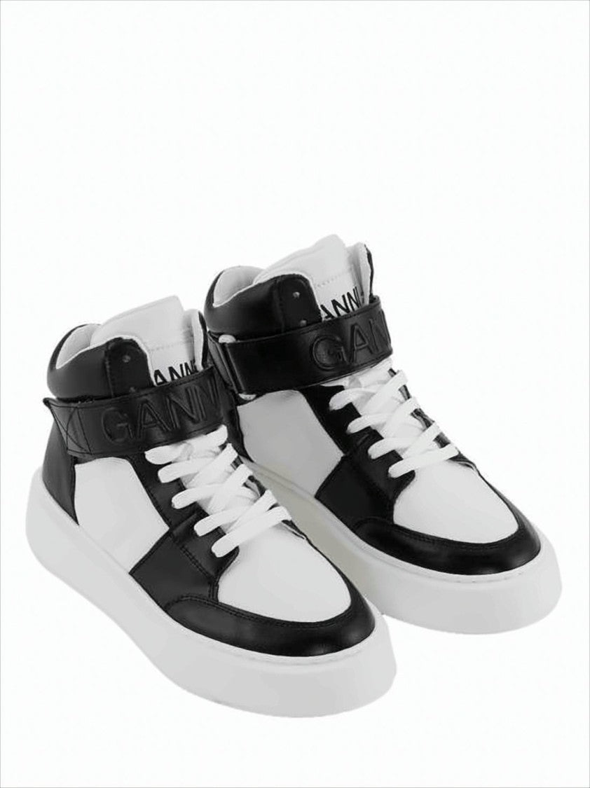 Ganni Mid-Top Sneakers With Color Block Design And Branded Ankle Strap