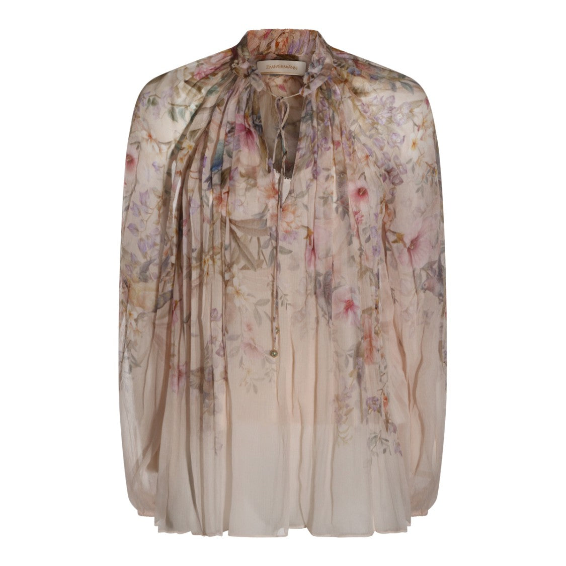 Zimmermann Flowy Floral Print Blouse With Romantic Tie Detail