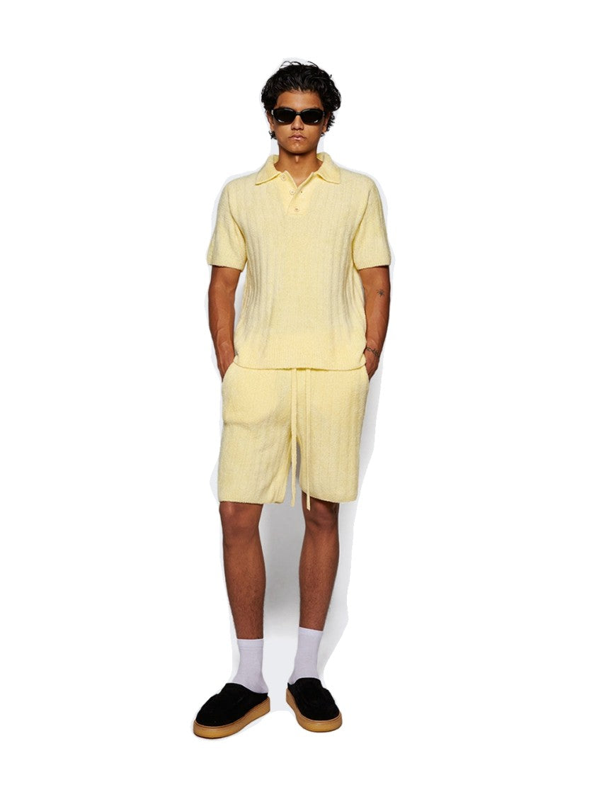 The Elder Statesman Chenille Rib Polo Shirt Butter