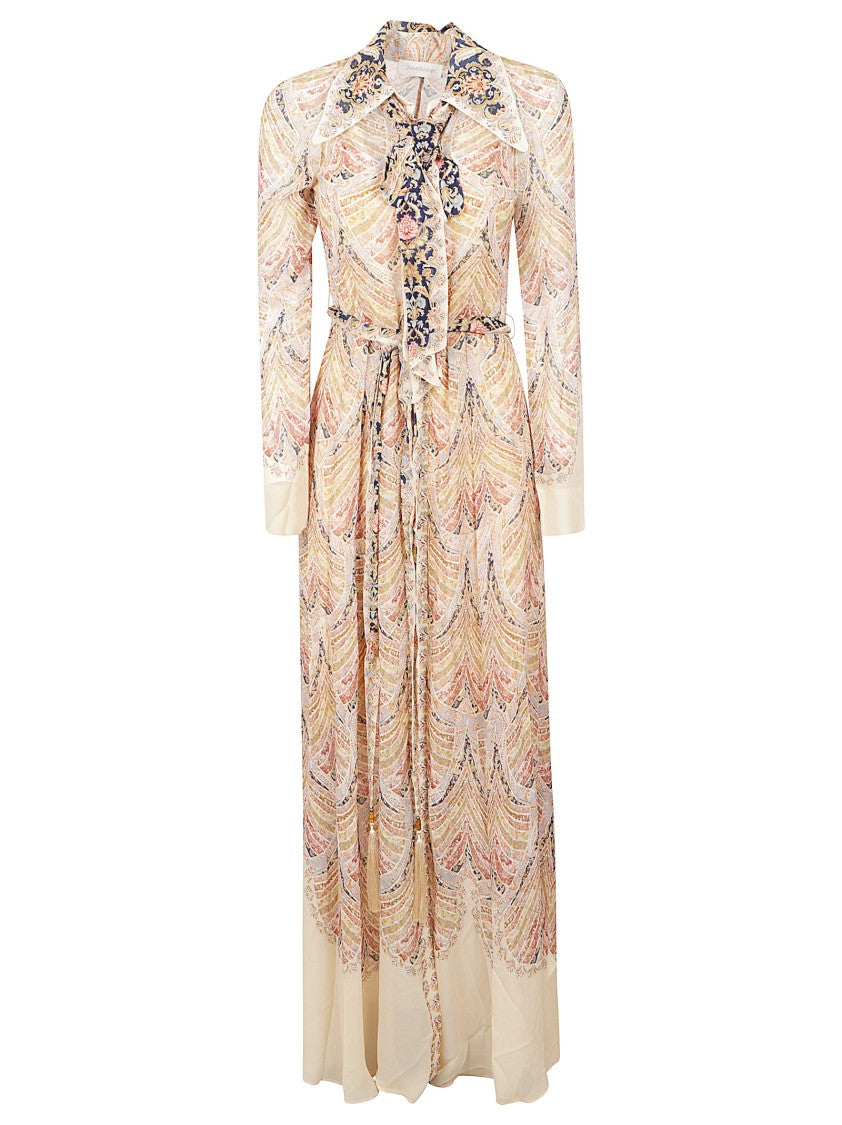 Zimmermann Flowing Floral Print Maxi Dress With Tie-Neck Detail