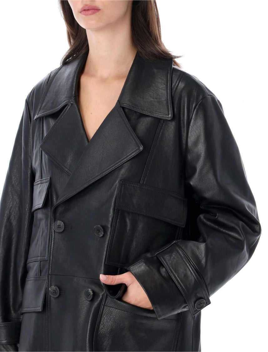Sword Black Leather Double-Breasted Leather Jacket
