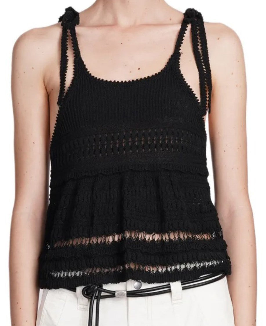 Isabel Marant Black Sleeveless Top With Crochet Detailing