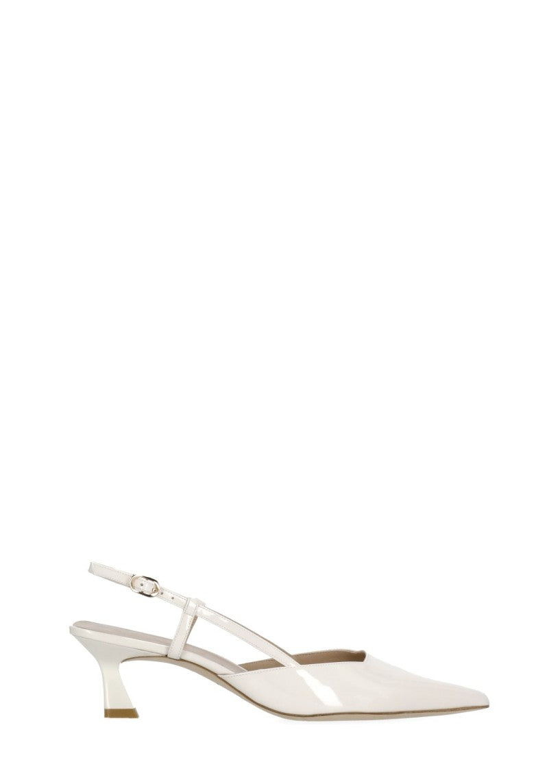 Stuart Weitzman Ivory Vinnie 50 Polished Leather Slingback