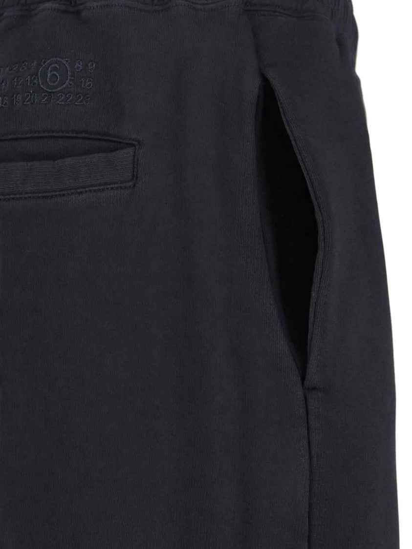 Mm6 By Maison Margiela Medium-Waist Black Cotton Sport Pants With Contrasting Stitching