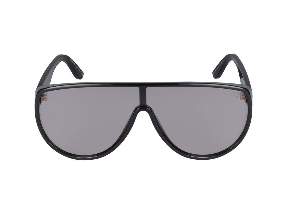 Tom Ford Black Glossy Oversized Shield Sunglasses