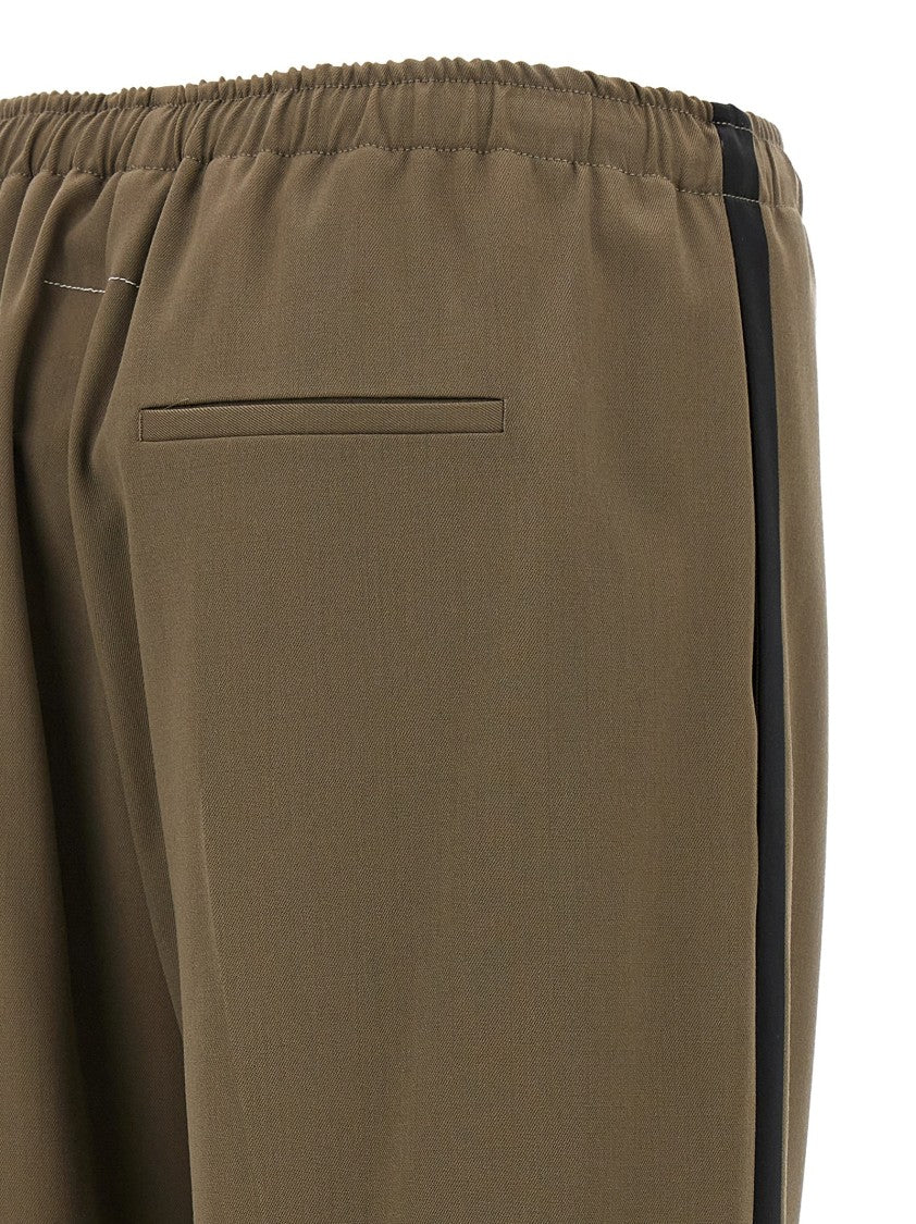 Mm6 By Maison Margiela Brown Satin Band Pants With Contrast Detailing