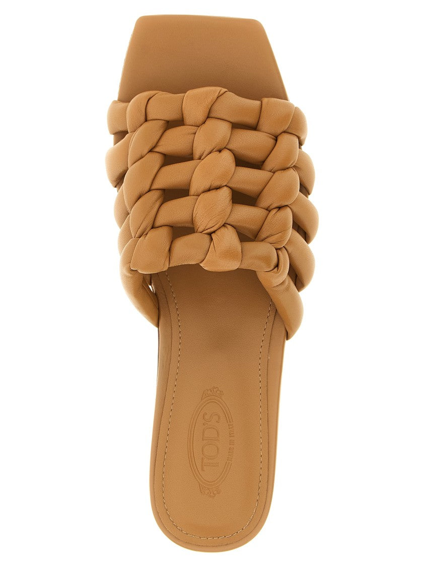 Tod's Woven Sheep Nappa Sandals With Smooth Leather Sole