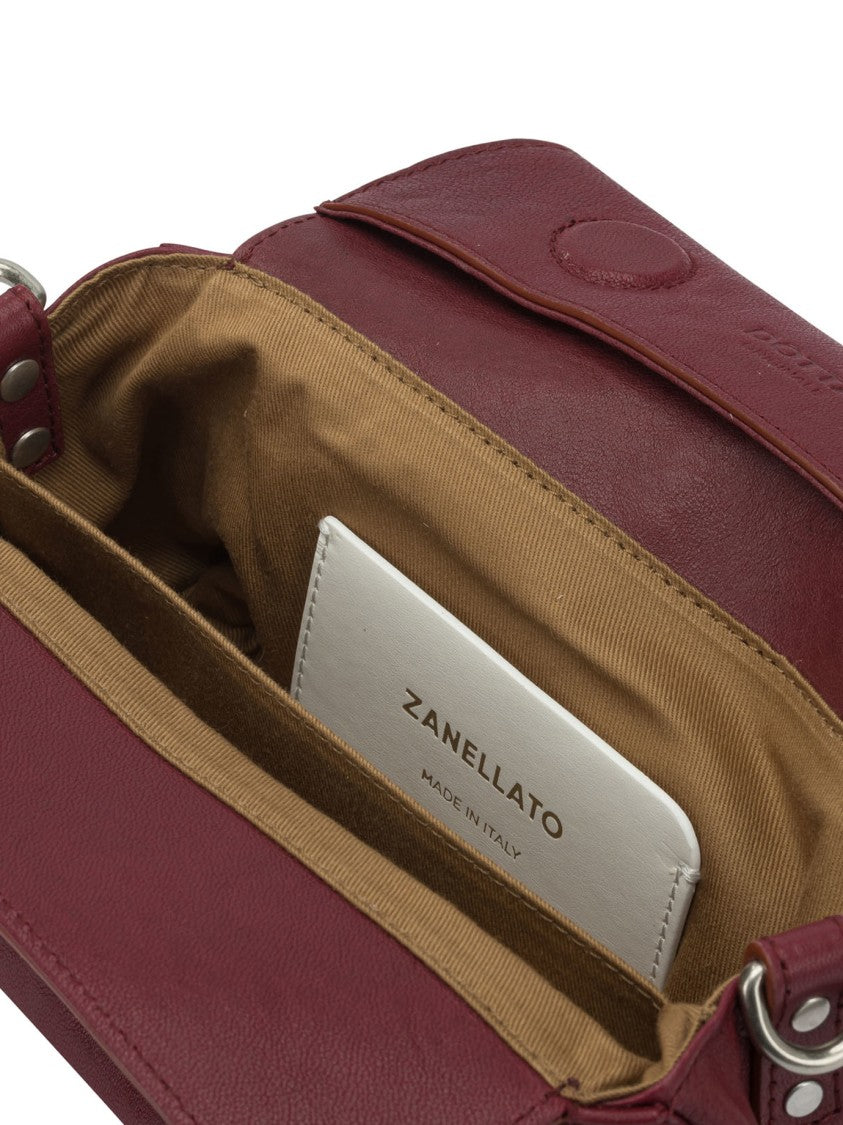 Zanellato Rectangular Burgundy Crossbody Bag With Silver-Tone Clasp
