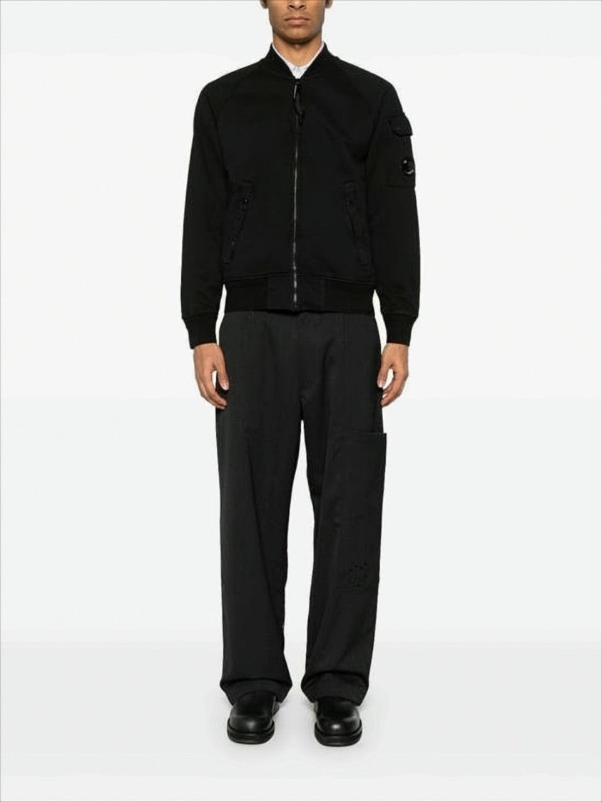 C.P. Company Structured Black Jacket With Ribbed Cuffs