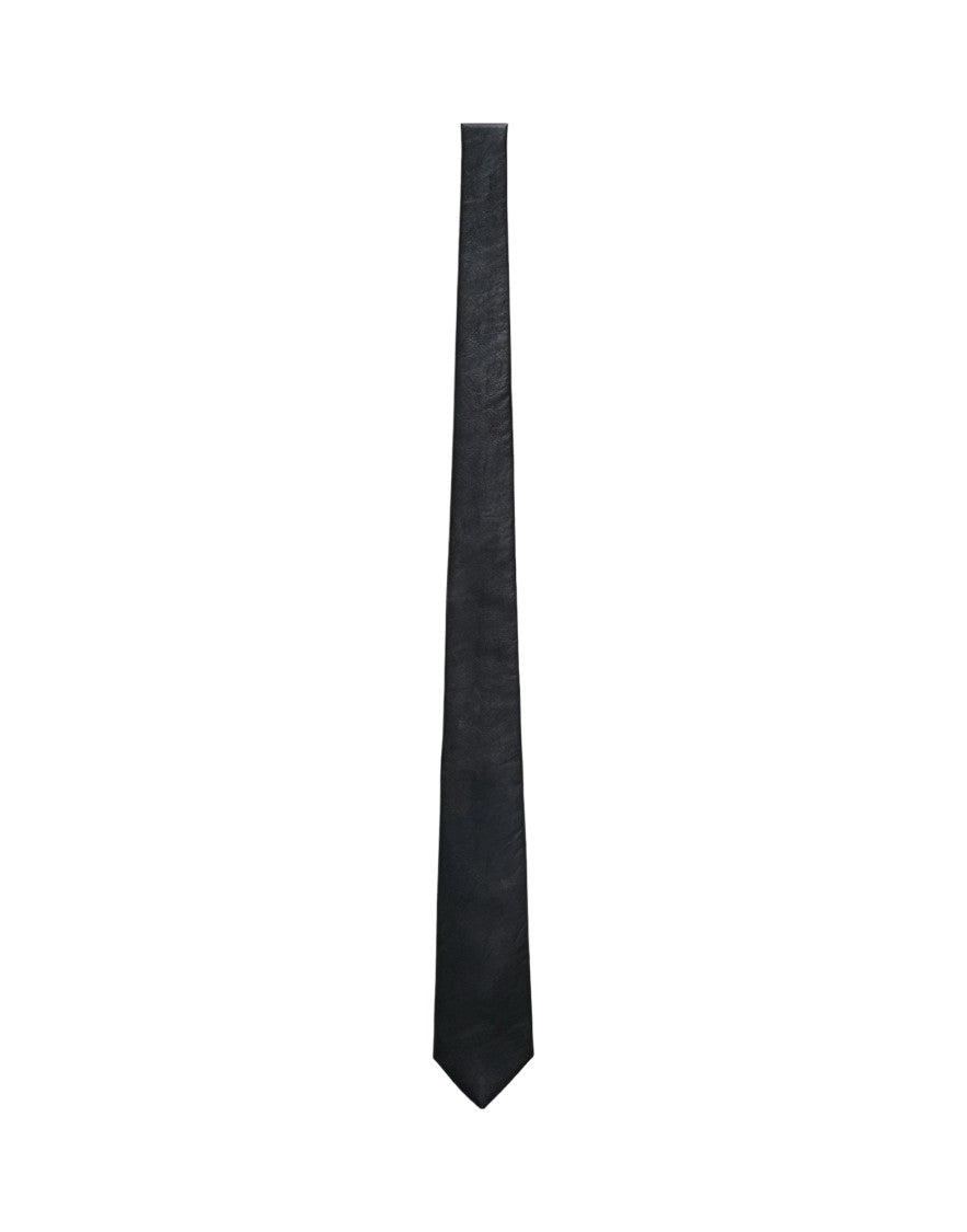 Our Legacy Solid Black Tie With Smooth Texture