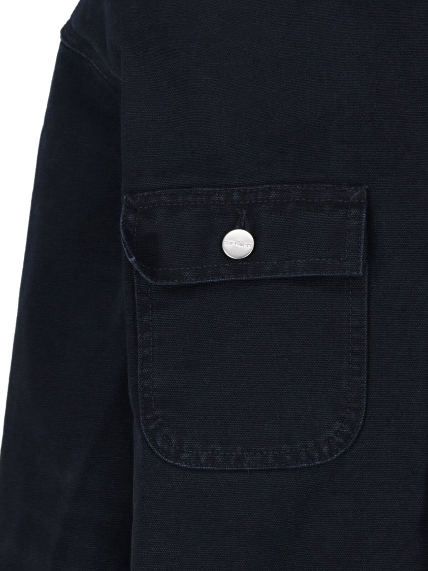 Carhartt Wip Black Og Michigan Corduroy Collar Quilted Cotton Jacket