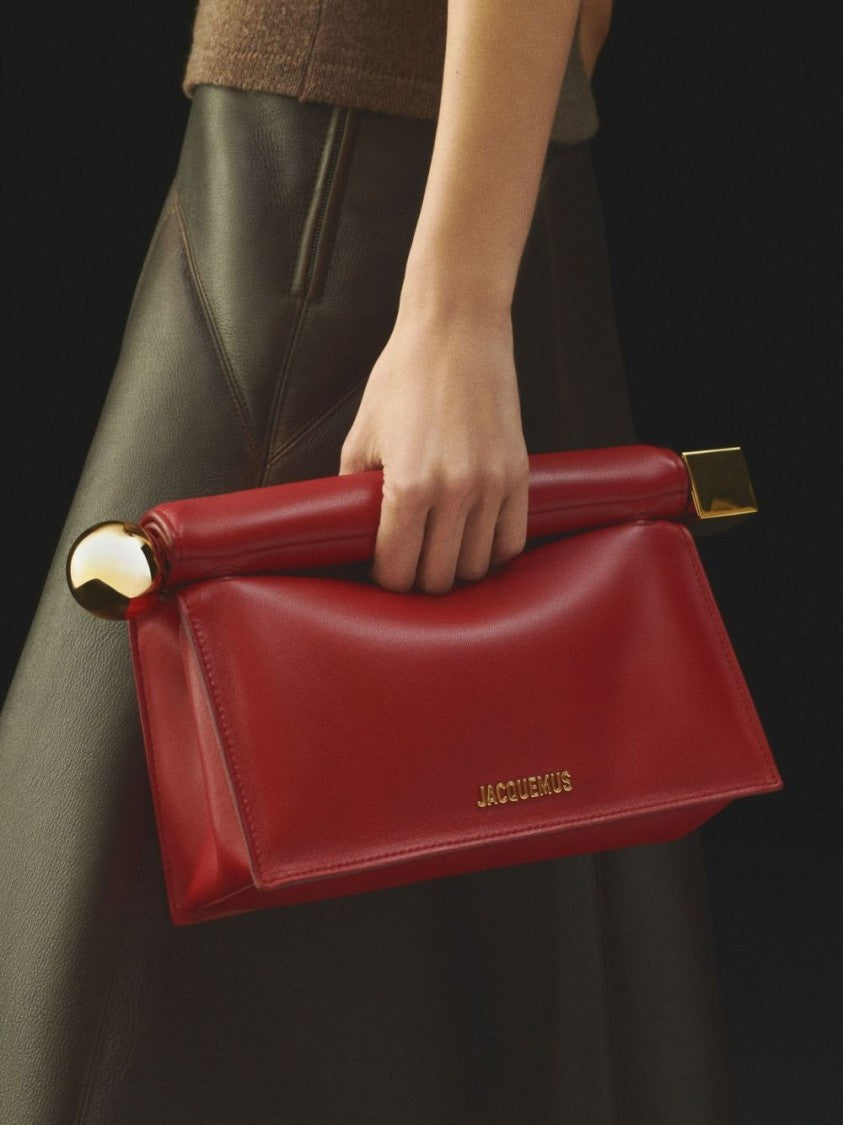 Jacquemus Folded Dark Red Leather Handbag
