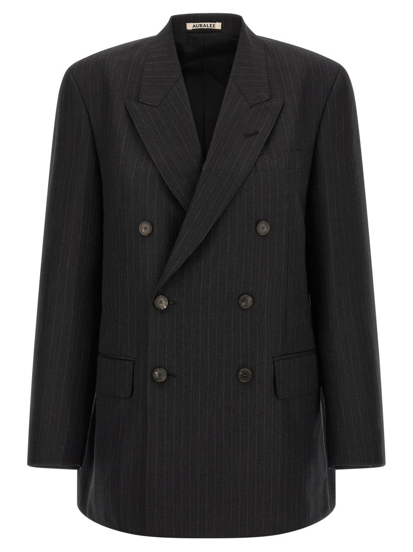 Auralee Pinstriped Long Blazer