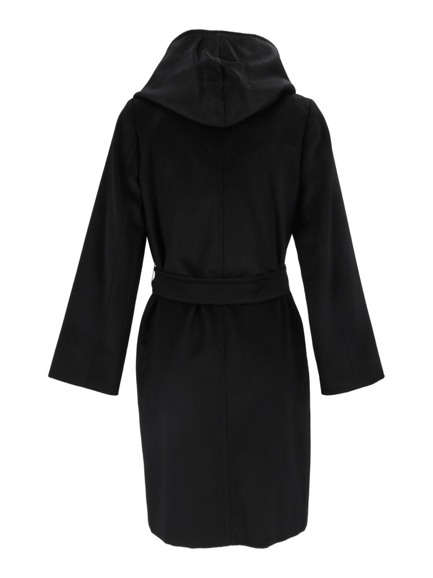 Max Mara Black Newmang Flared Sleeve Belted Coat