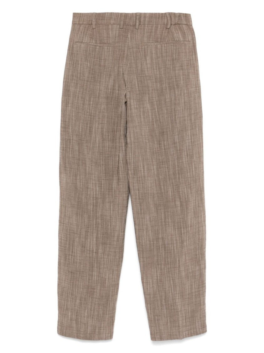Seventy Sergio Tegon Cropped Brown Trousers With Textured Finish