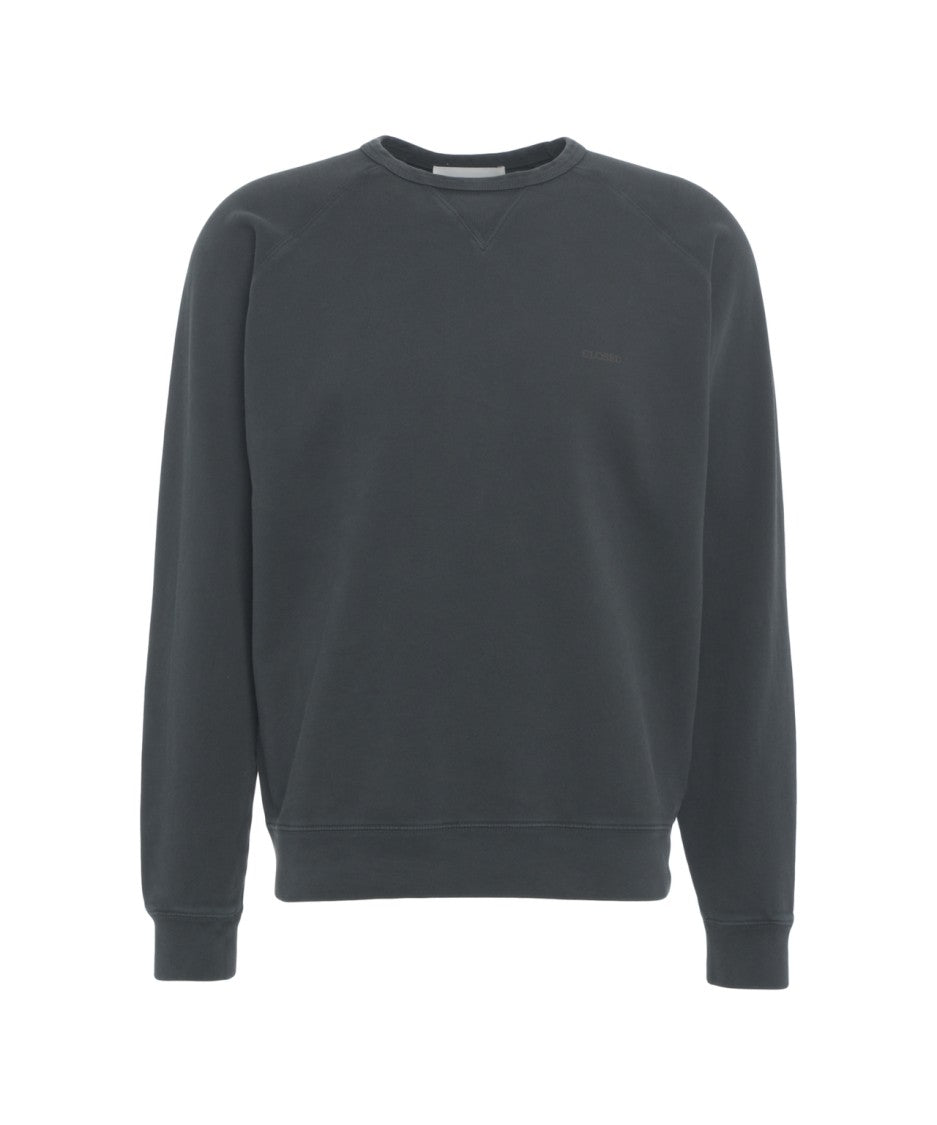 Closed Crew Neck Sweatshirt With Raglan Sleeves And Subtle Logo