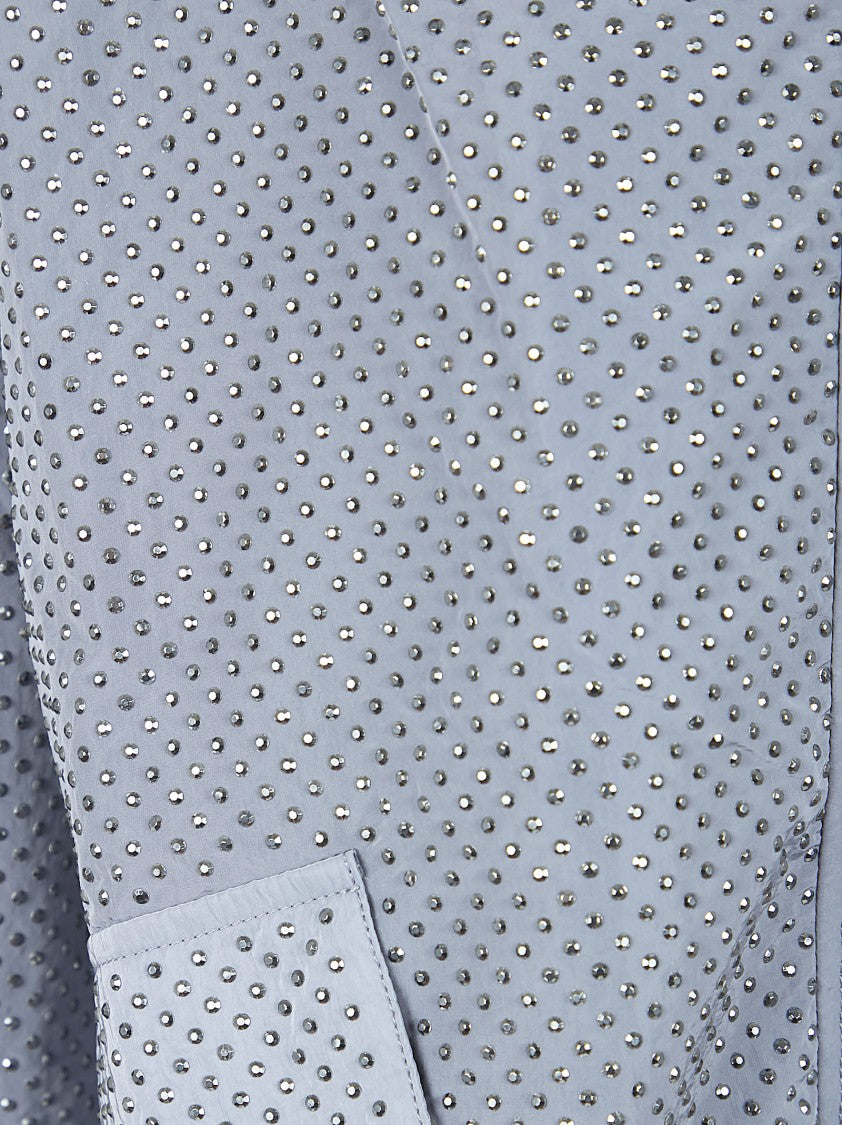 Pinko Technical Canvas Blouson Jacket With Rhinestone Embellishments